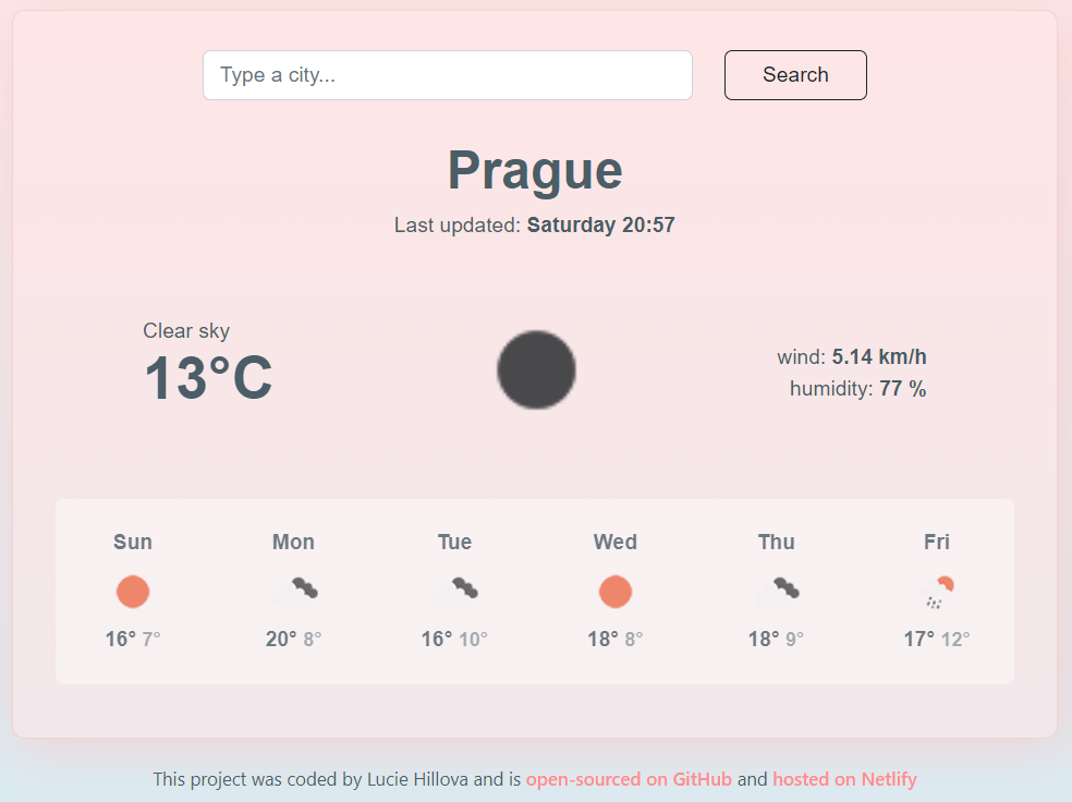 printscreen of Weather App